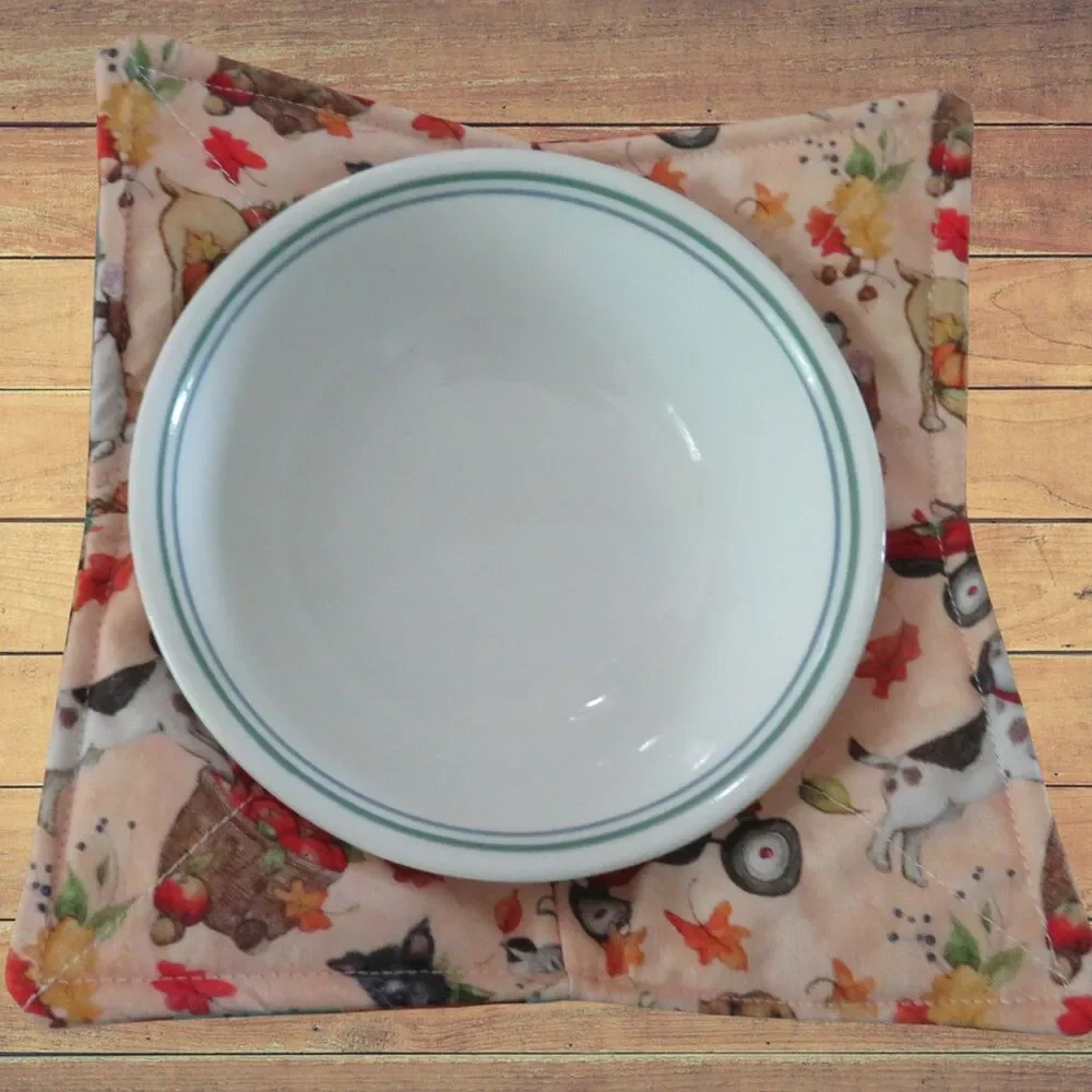Microwave Bowl Cozy, Reversible Dogs and Pumpkins